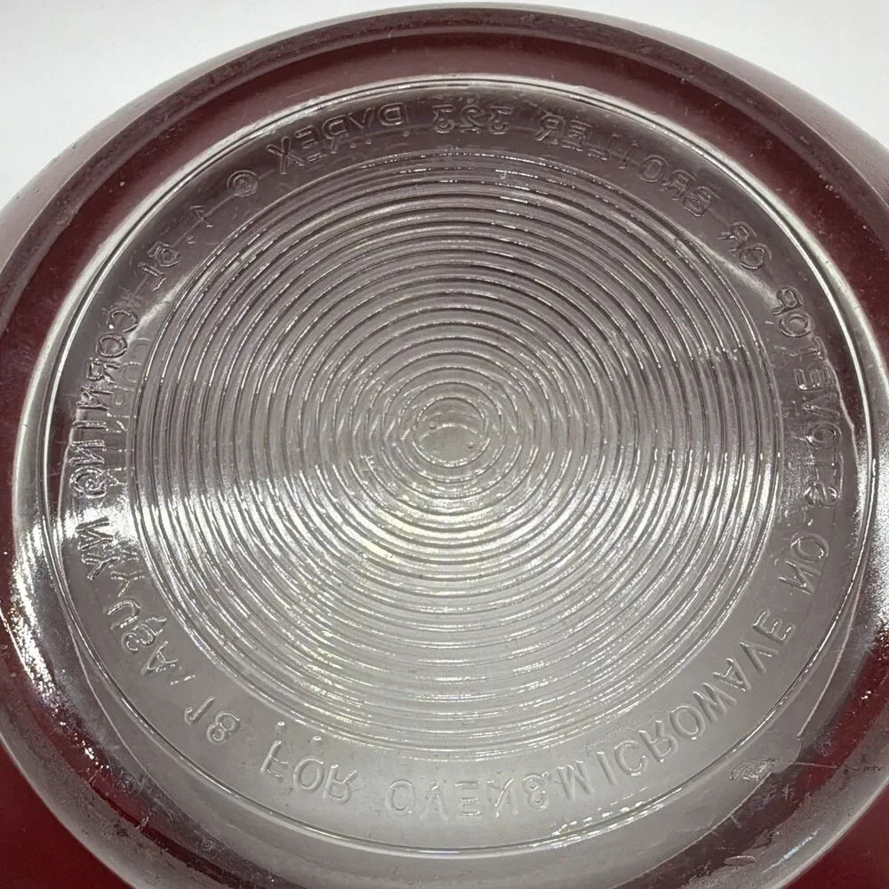 Pyrex 322 Red Solid Glass Clear Bottom  Stacking Mixing Bowls 1.5 and 1 L